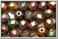 B�hm. Glasschliffperle, feuerpol., 6mm, purple gold, met., iris., satin, 25 Stk.