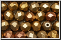 B�hm. Glasschliffperle, feuerpol., 6mm, bronze mix, met., satin, 25 Stk.