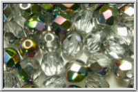 B�hm. Glasschliffperle, feuerpol., 6mm, crystal, trans., half marea, 25 Stk.