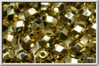 B�hm. Glasschliffperle, feuerpol., 6mm, bronze, dorado, met., 25 Stk.