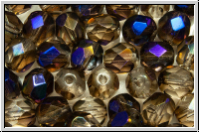 B�hm. Glasschliffperle, feuerpol., 6mm, crystal, trans., half azuro, 25 Stk.