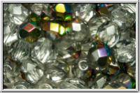 B�hm. Glasschliffperle, feuerpol., 6mm, crystal, trans., half vitrail, 25 Stk.