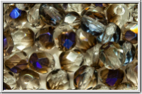 B�hm. Glasschliffperle, feuerpol., 6mm, crystal, trans., half volcano, 25 Stk.
