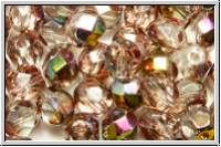 B�hm. Glasschliffperle, feuerpol., 6mm, crystal, trans., half rose gold, 25 Stk.