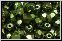 B�hm. Glasschliffperle, feuerpol., 6mm, green, met., 25 Stk.