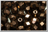 B�hm. Glasschliffperle, feuerpol., 6mm, bronze, dk., met., 25 Stk.