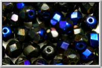 B�hm. Glasschliffperle, feuerpol., 6mm, black, op., half azuro, 25 Stk.