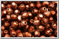 B�hm. Glasschliffperle, feuerpol., 4mm, burnt copper, met., satin, 50 Stk.