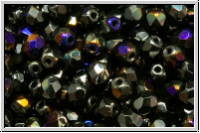 B�hm. Glasschliffperle, feuerpol., 4mm, black, op., half volcano, 50 Stk.