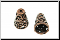 Perlenkappe (-cone) "Ranke", 17x13mm, antikkupferfb., Tibetsilber, 1 Stk.