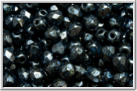 B�hm. Glasschliffperle, feuerpol., 4mm, blue, dk., met., antique, 50 Stk.