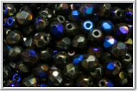 B�hm. Glasschliffperle, feuerpol., 4mm, black, op., half azuro, 50 Stk.