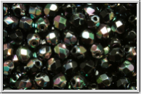 B�hm. Glasschliffperle, feuerpol., 4mm, black, op., half copper luster, 50 Stk.