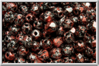 B�hm. Glasschliffperle, feuerpol., 4mm, black, op., red, tweedy, 50 Stk.