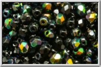 B�hm. Glasschliffperle, feuerpol., 4mm, black, op., venus luster, 50 Stk.