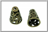 Perlenkappe (-cone) "Ranke", 17x13mm, antikmessingfb., Tibetsilber, 1 Stk.