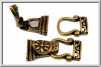 Fold over clasp "Sonnenrad", 28x13mm, antikmessingfb., Messing, 1 Stk.