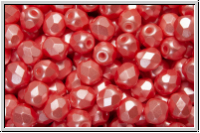 B�hm. Glasschliffperle, feuerpol., 4mm, white, alabaster, lt. coral pastel, 50 Stk.