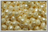 B�hm. Glasschliffperle, feuerpol., 4mm, white, alabaster, lt. cream pearl pastel, 50 Stk.