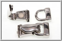 Fold over clasp "glatt", 26x13mm, antiksilberfb., Messing, 1 Stk.