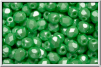 B�hm. Glasschliffperle, feuerpol., 4mm, white, alabaster, lt. green pastel, 50 Stk.