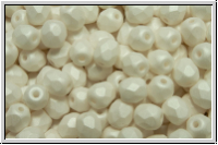 B�hm. Glasschliffperle, feuerpol., 4mm, white, alabaster, white pastel, matte, 50 Stk.
