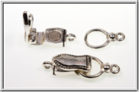 Fold over clasp "P�nktchensaum", 29x10mm, silberfb., Messing, 1 Stk.