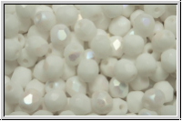 B�hm. Glasschliffperle, feuerpol., 4mm, white, op., AB, matte, 50 Stk.