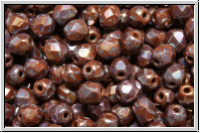 B�hm. Glasschliffperle, feuerpol., 4mm, terracotta, op., nebula, 50 Stk.