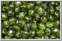 B�hm. Glasschliffperle, feuerpol., 4mm, green, moonlight, blue marbled, 50 Stk.