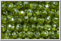 B�hm. Glasschliffperle, feuerpol., 4mm, green, moonlight, luster, 50 Stk.