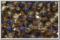B�hm. Glasschliffperle, feuerpol., 4mm, white, alabaster, platinum pearl frosted, 50 Stk.