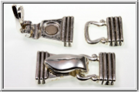 Fold over clasp "Streifen", 31x14mm, silberfb., Messing, 1 Stk.