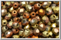 B�hm. Glasschliffperle, feuerpol., 4mm, crystal, trans., california gold rush, matte, 50 Stk.