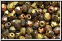 B�hm. Glasschliffperle, feuerpol., 4mm, crystal, trans., california pink, matte, 50 Stk.