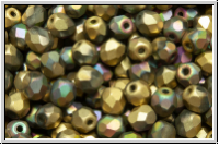 B�hm. Glasschliffperle, feuerpol., 4mm, crystal, trans., california green, matte, 50 Stk.