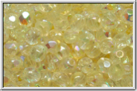 B�hm. Glasschliffperle, feuerpol., 4mm, crystal, trans., green AB, 50 Stk.