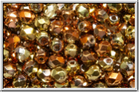 B�hm. Glasschliffperle, feuerpol., 4mm, crystal, trans., california gold rush, 50 Stk.