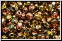 B�hm. Glasschliffperle, feuerpol., 4mm, crystal, trans., california pink, 50 Stk.