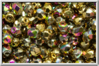 B�hm. Glasschliffperle, feuerpol., 4mm, crystal, trans., california green, 50 Stk.