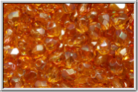 B�hm. Glasschliffperle, feuerpol., 4mm, gold, lt., trans., copper luster, 50 Stk.