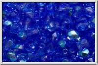 B�hm. Glasschliffperle, feuerpol., 4mm, blue, trans., AB, 50 Stk.