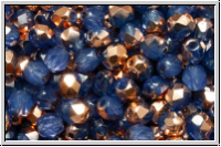 B�hm. Glasschliffperle, feuerpol., 4mm, sapphire, opal, half capri gold, 50 Stk.