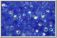 B�hm. Glasschliffperle, feuerpol., 4mm, sapphire, opal, AB, 50 Stk.