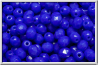 B�hm. Glasschliffperle, feuerpol., 4mm, blue, dk., op., 50 Stk.