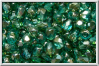 B�hm. Glasschliffperle, feuerpol., 4mm, aqua, med., trans., half celsian, 50 Stk.