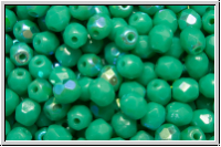 B�hm. Glasschliffperle, feuerpol., 4mm, turquoise, op., AB, 50 Stk.