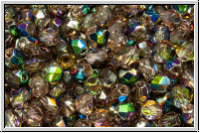 B�hm. Glasschliffperle, feuerpol., 4mm, rosaline, dk., trans., half vitrail, 50 Stk.