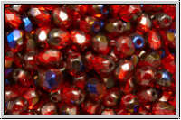 B�hm. Glasschliffperle, feuerpol., 4mm, siam, trans., half azuro, 50 Stk.