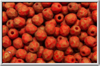 B�hm. Glasschliffperle, feuerpol., 4mm, red, op., lila marbled, matte, 50 Stk.